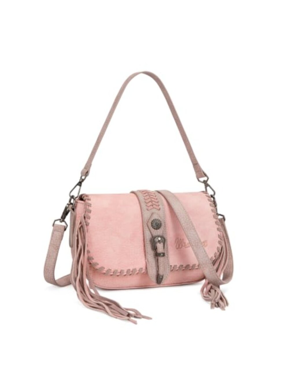 Western Shoulder Bag Crossbody Flap Whipstitch Fringe Concho
